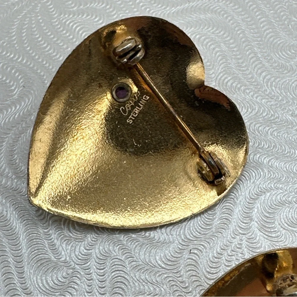 Rose Gold Plated Over Sterling Silver Coro Heart Brooches #365‎